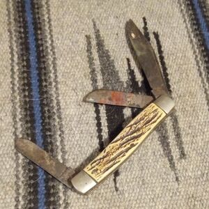 Vintage-Style Yellow Bone Handle Pocket Knife for Men